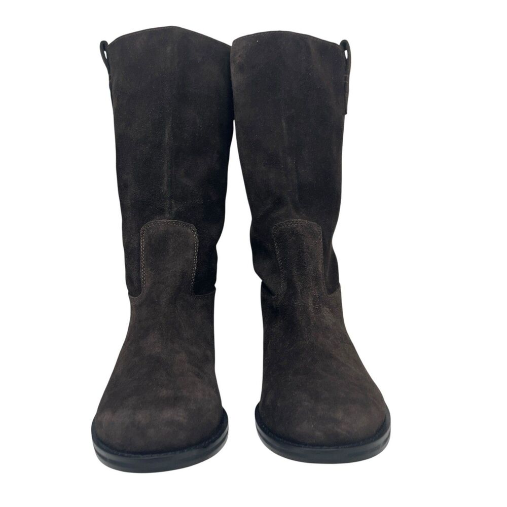 J Crew Brown Suede Mid Calf Pull On Leather Western Boots Ranch Luxe Womens 9 - Picture 3 of 14